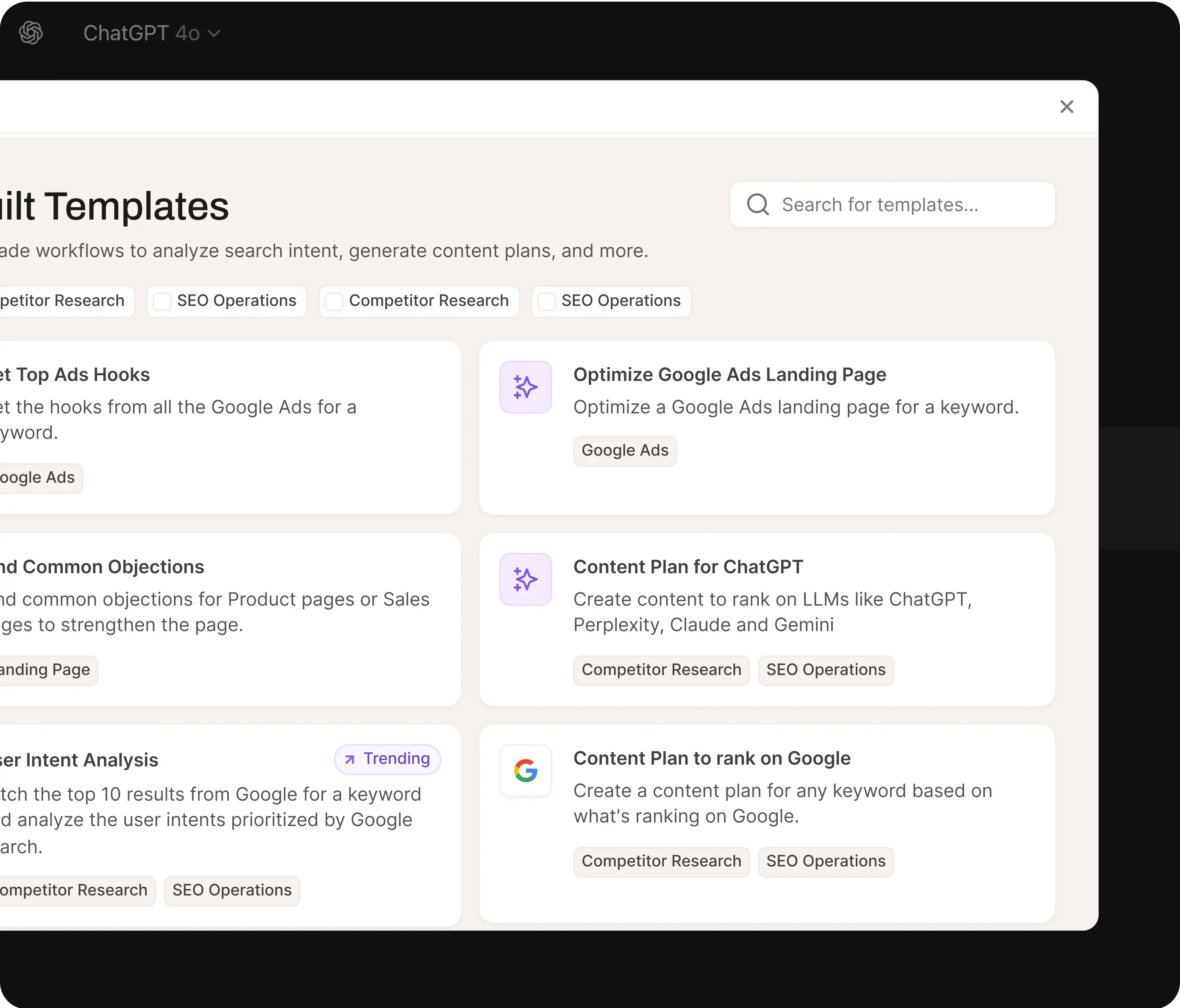 Product template screenshot